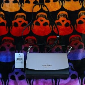 Kate Spade Black and Cream Crossbody Bag with Chain Strap